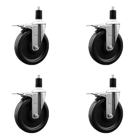 Service Caster 6'' Phenolic Swivel 1-1/2'' Expanding Stem Caster Set Total Lock Brake, 4PK SCC-EXTTL20S615-PHS-112-4
